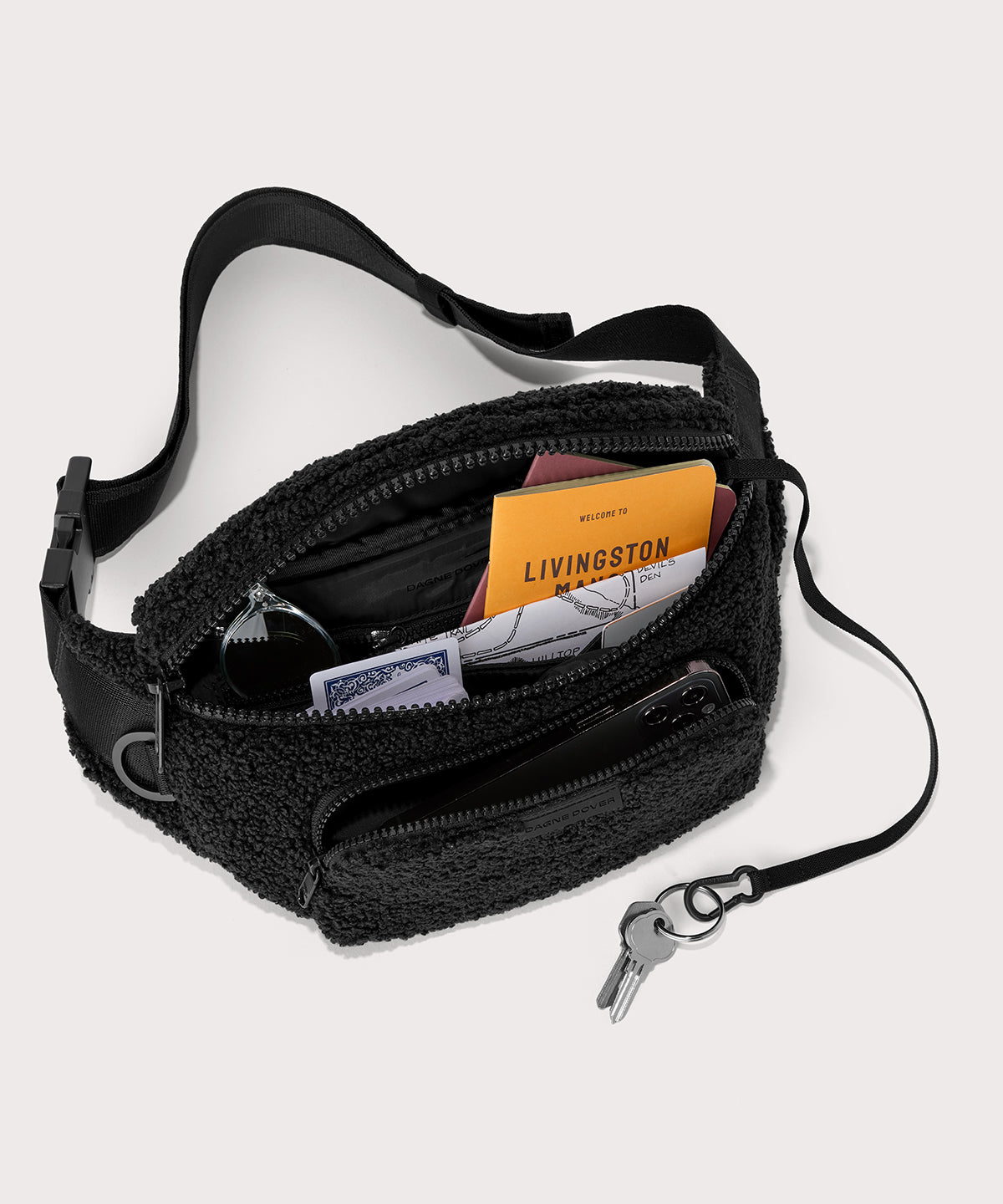 Jax Large Fanny Pack in Onyx Shearling - Image 2
