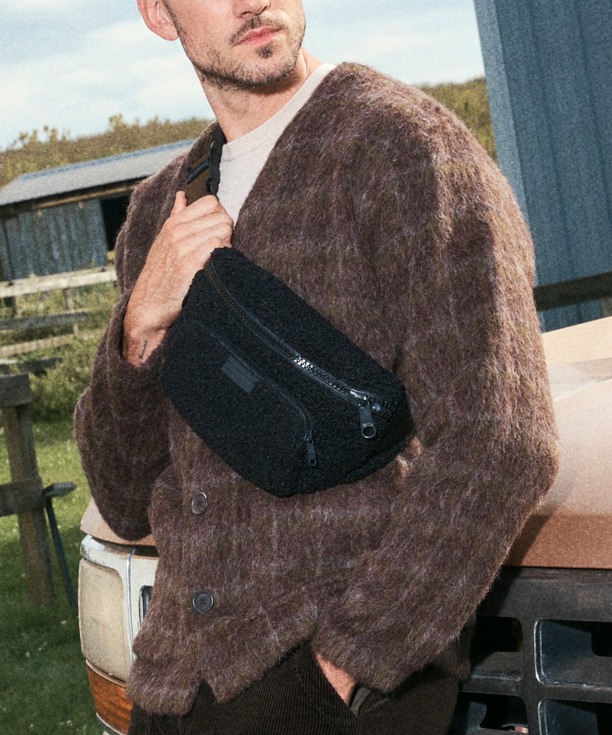 Jax Large Fanny Pack in Onyx Shearling - Image 5