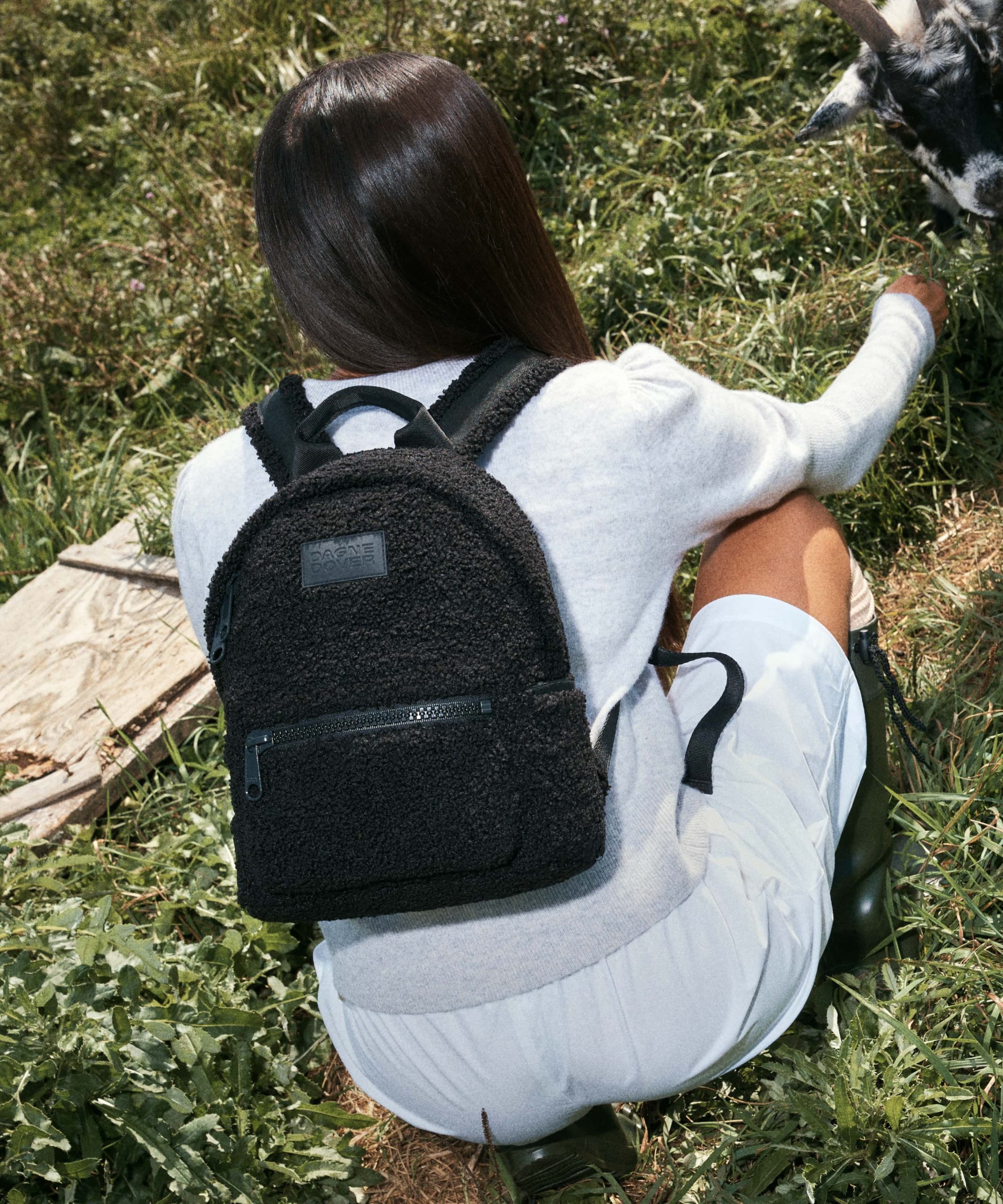 Dakota Backpack in Onyx Shearling . Small - Image 7