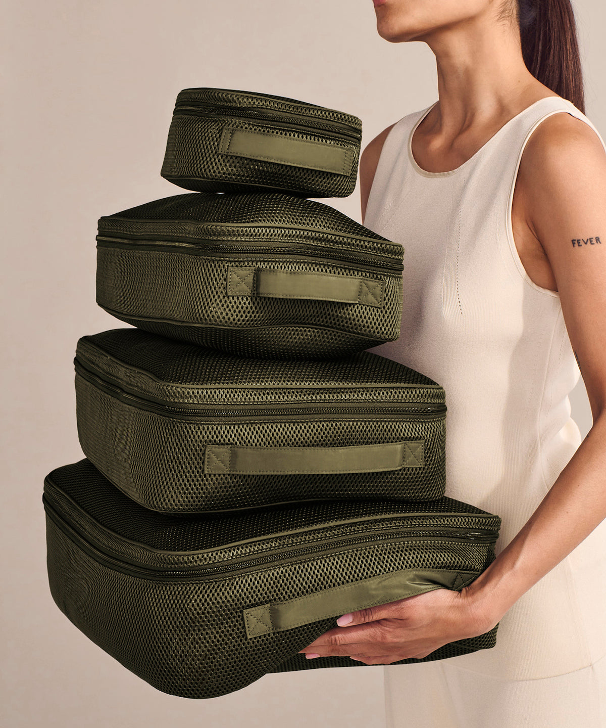 Roma Packing Cube in Dark Moss Air Mesh. Small - Image 6